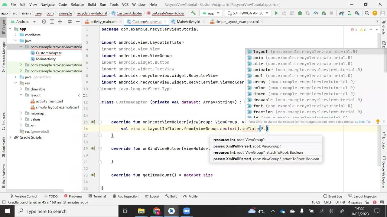 Kotlin RecyclerView Part 2 Custom Adapter YouTube