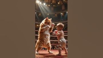 Epic Baby vs Giant Cat Boxing Match in Luxury Ring 🥊🐱  #shortvideo #catvideos  #funnycats #boxing