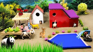 DIY mini Farm Diorama with House For Cow , Duck House – Cow Shed how to supply water for animal #125