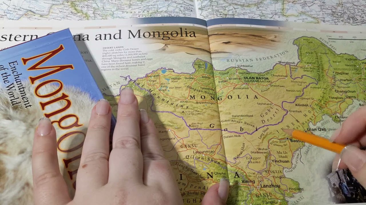 ASMR ~ Mongolia History & Geography ~ Soft Spoken Map Tracing Page Turning