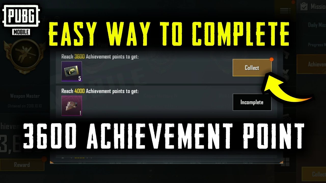 EASY WAY TO COMPLETE 3600 ACHIEVEMENT POINTS IN PUBG MOBILE - 