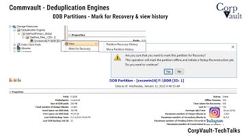 #Commvault - Deduplication Engines - Monitor DDB Partition & Mark for Recovery + View history-Part08