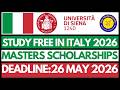 University of Siena Scholarship 2026 | International Excellence Scholarship for Masters Step-by-Step