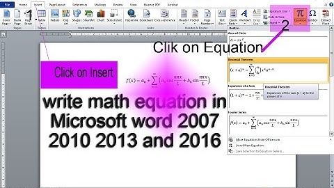 How to write math equation in Microsoft word 2007 2010 2013 and 2016  online Classes