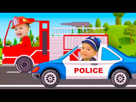 Видео: Синий трактор Песенки для детей Машинки Полицейский Пожарный Грузовичок Профессии для детей