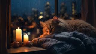 Sleeping With Cats | Cozy Room with Cat & Soothing Rain Sounds in Pari For Relaxation, Stress Relief