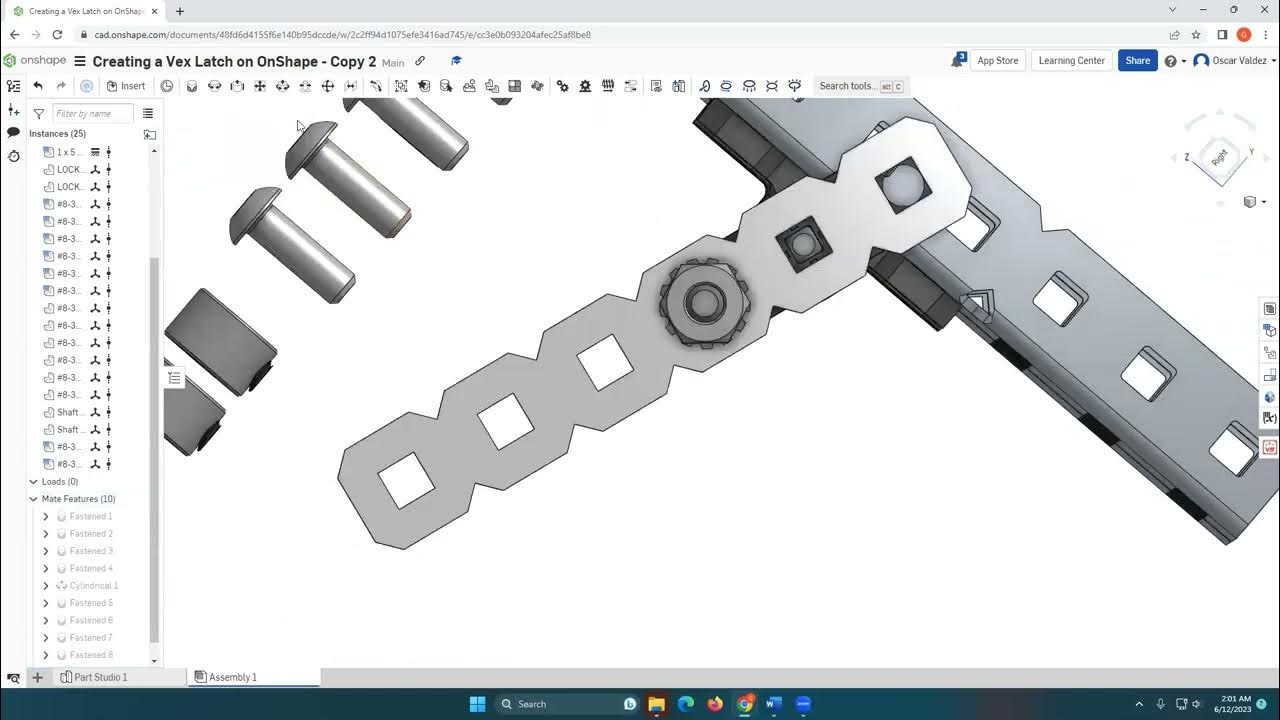 Creating a Latch in OnShape with VEX Components YouTube