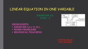 Class 8 | linear equation in one variable | exercise 2.2 (11-16)