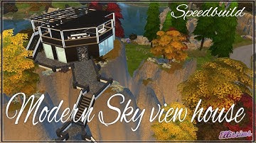 Modern Sky view house - First time using terrain tools | Speedbuild | SIMS4