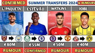 🚨ALL NEW CONFIRMED TRANSFERS AND RUMOURS SUMMER 2024, WATKINS TO MANCHESTER UNITED, PAQUETA TO CITY