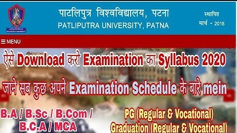 Patliputra University, PG & Ug Regular, Vocational Examination Syllabus, Exam Schedule details 2020