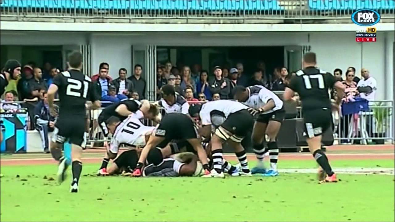 Josh Matavesi takes exception to being slapped by Marty McKenzie
