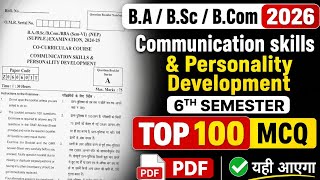 Communication Skills Personality Development Co-curricular 6th Semester ba bsc BCom 2026 top 100 mcq