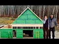 That Was a CLOSE CALL!!! First Gable End Wall Going Up | Day 4 of the OFF-GRID Tiny House BUILD