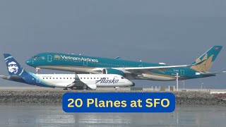 20 GREAT PLANES spotted with RAINBOW at SFO - taxiing, takeoff, landing - Plane Spotting