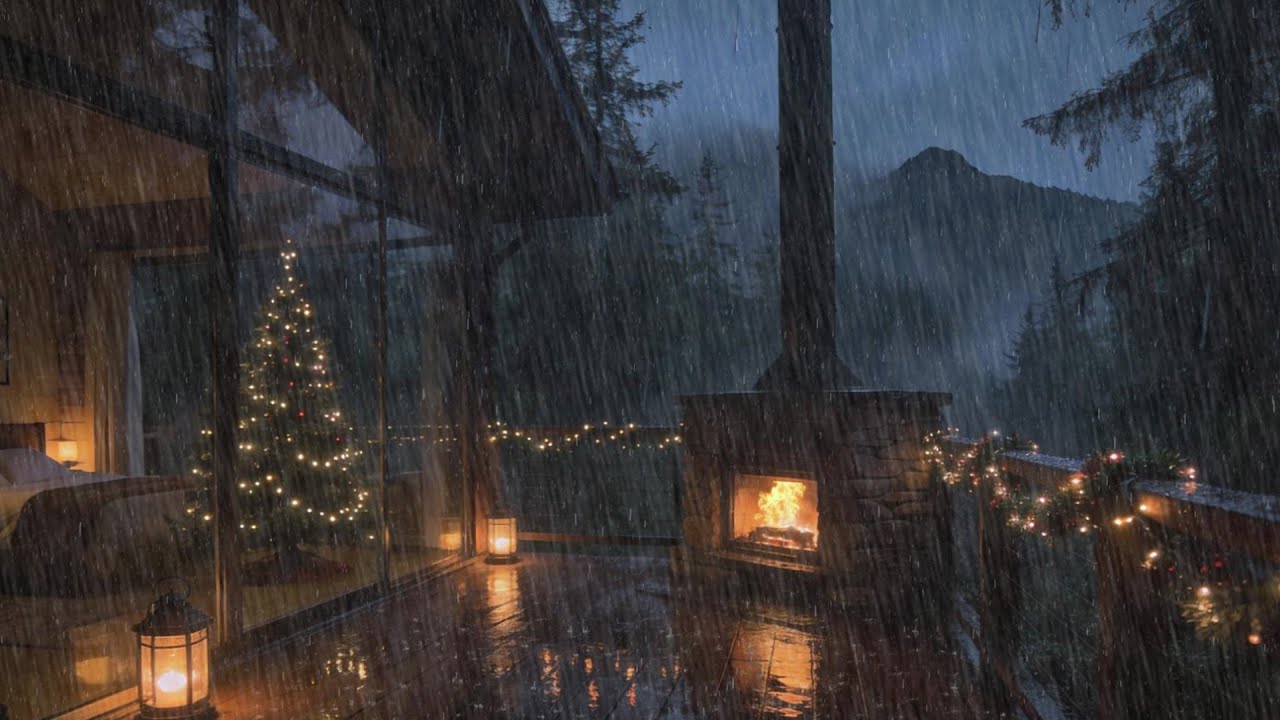 Deep Sleep Relaxation with Distant Thunderstorm | Mountain Cabin Porch Sounds