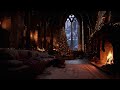 Historic Living Room Ambience – Cozy Fireplace, Winter Wind &amp; Soft Christmas Glow for Deep Sleep