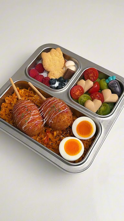 Make bento with me. 🌭🥢 #asmr #satisfying #bento #lunchbox #food #hotdog #carbonara #ramen #shorts