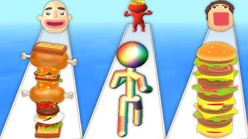 Sandwich Runner vs Tall Man Run vs Burger Rush - ALL LEVELS New Update Gameplay Mobile JDT34K