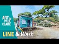 How to Paint a Beach Hut in Portugal in Line & Wash