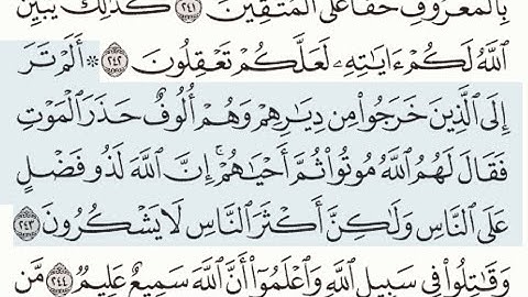 سورة البقرة من آية ٢٤٣ إلى آية ٢٥٢ - نهاية الجزء الثاني