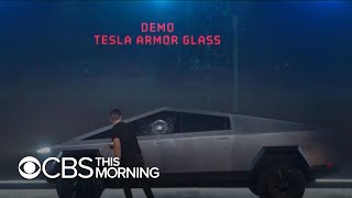 Tesla unveiled its new “bulletproof” truck thursday, but the
reveal did not go according to plan. futuristic-looking cybertruck is
made from same met...