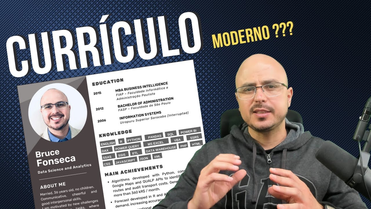 Currículo Moderno para aplicar em vagas nacionais e internacionais.