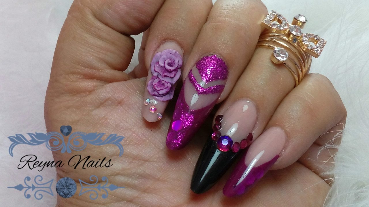 ♥♥uñas en fiusha y negro♥♥ - thptnganamst.edu.vn