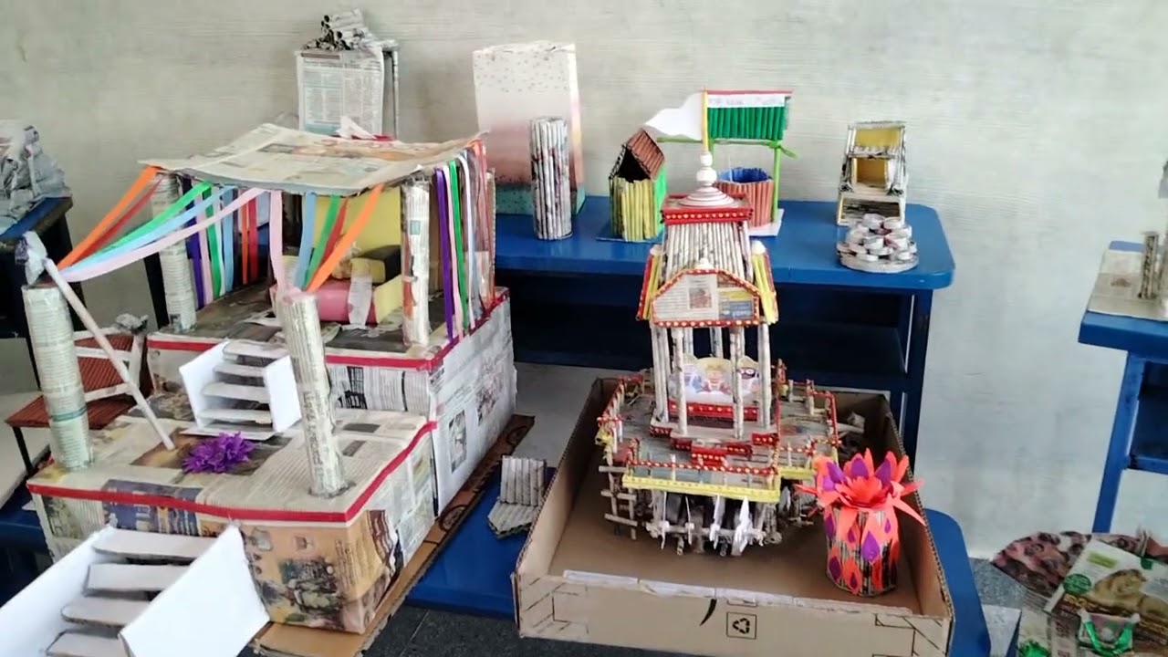 News paper art and craft Exhibition in our school Mysore Karnataka 