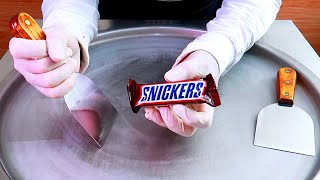 Snickers ice cream rolls street food - ايس كريم رول على الصاج سميكرز