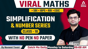 Simplification and Number Series | Class 18 | Quadratic Equation  | Viral Maths By Navneet Tiwari