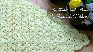 かぎ針編み簡単 シェルフラワー スクエア ベビーブランケット Crochet Tutorial Shell Flower Baby Square Blanketスザンナのホビー