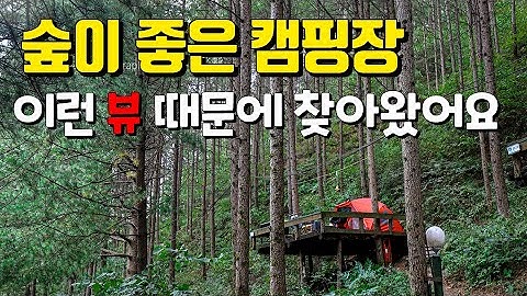 숲이 좋은 산속캠핑장 추천, 가을느낌 가득~ 피톤치드 가득!  이런 뷰라면 짐좀 나를수있죠? 순대볶음에 소주한잔! 계곡 오토캠핑장｜캠핑장 사이트 리뷰｜먹방｜짱크루