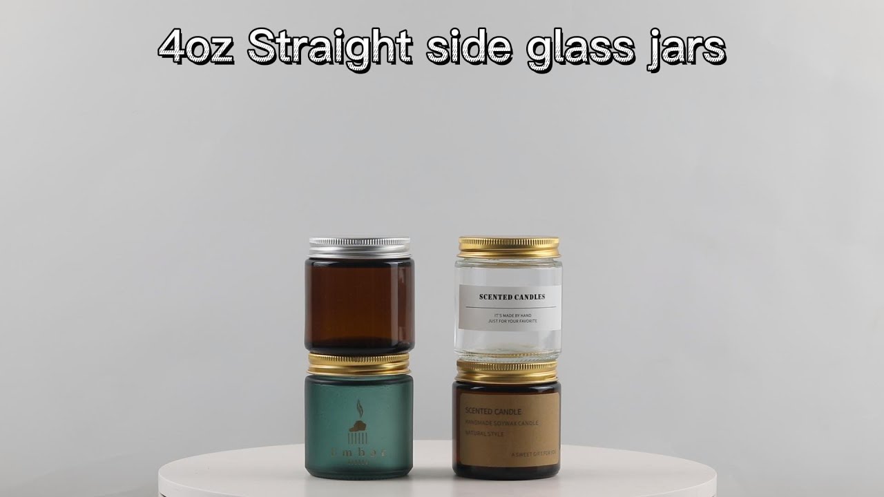4oz Amber Green Clear Straight Side Glass Candle Jar with Aluminium ...