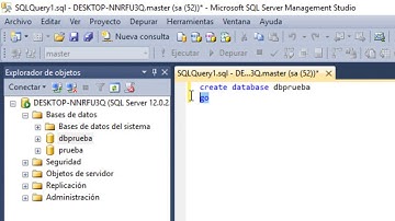 Como crear una base de datos en sql server 2014