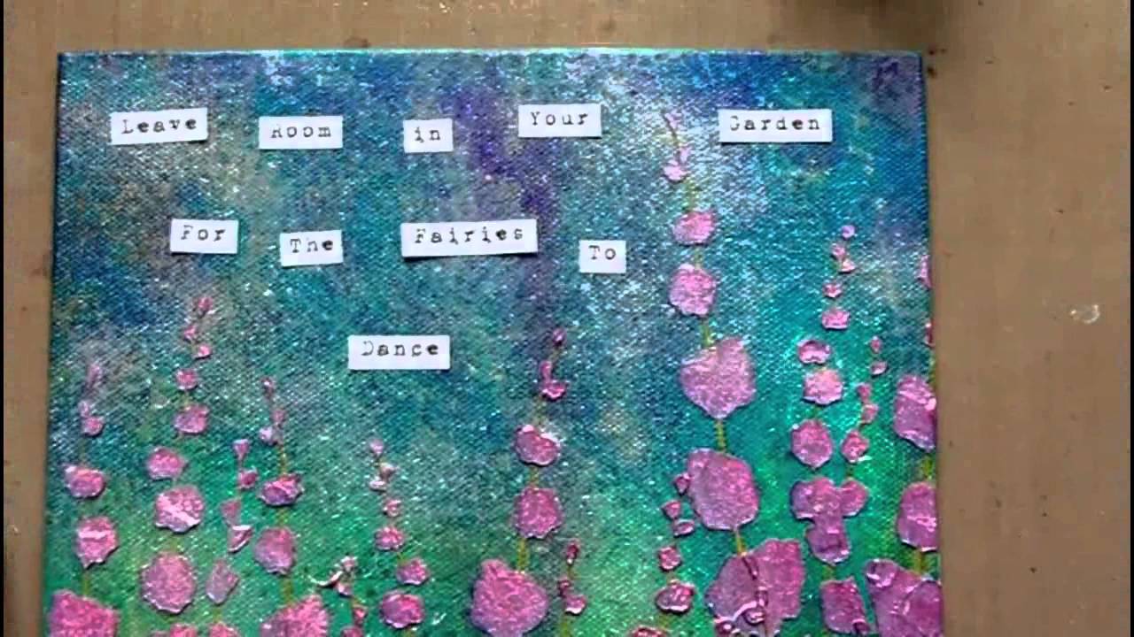 Mixed Media Art Canvas - Fairies In The Garden