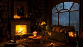 Cozy Reading Nook with Smooth Jazz Instrumental Music 🌧️ Rainforest Ambience Sounds for A Deep Sleep