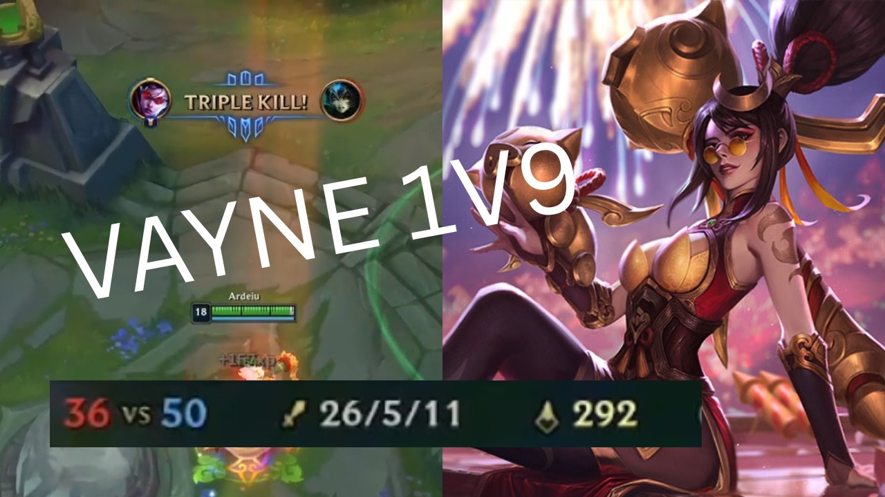 VAYNE GOES 26 KILLS TO 1V9 THE GAME - Vayne ADC Gameplay