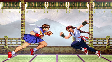 Sakura Kasugano VS Yuri Sakazaki Super Hard Rivalry Fight (Ai Fight) - SF Vs KOF PotS Style Mugen