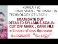 TRADESMAN – INFORMATION TECHNOLOGY(764/21)/CUT OFF MARK/DETAILED SYLLABUS/SCALE/EXAM DATE/