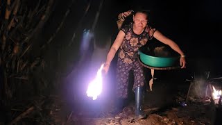 She caught stream fish in the forest - A terrible and haunting night while sleeping in the forest.