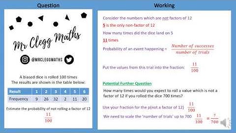 Mr Clegg Maths - Experimental Probability and Relative Frequency Walk-through