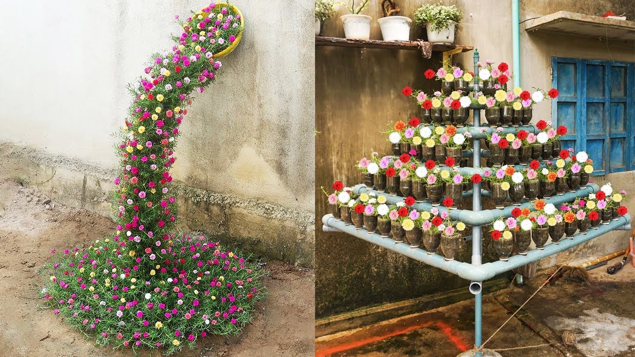 Beautiful Portulaca (MOSSROSE) planting waterfall garden ideas for small  gardens - YouTube