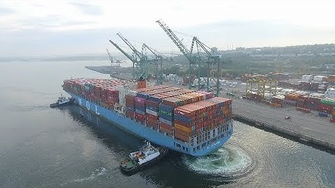 Aerial View - Container Ship MOL MOTIVATOR Docking at Fairview Cove Terminal - Port of Halifax