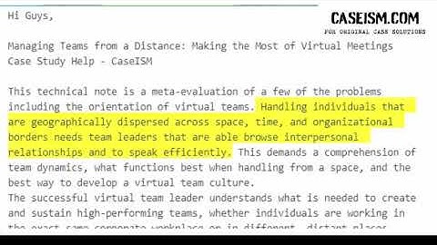 Managing Teams from a Distance: Making the Most of Virtual Meetings  Case Study Help - Caseism.com