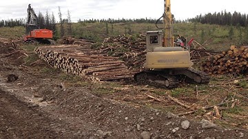 Komatsu pc200 LL and Hitachi 210 forester with Logmax 7000 xt demo williams lake b.c.
