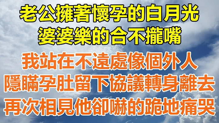 (完结爽文)老公拥著怀孕的白月光，婆婆乐的合不拢嘴，我站在不远处像个外人，隐瞒孕肚留下协议转身离去，再次相见他却吓的跪地痛哭！#情感生活#老年人#幸福生活#出轨#小三#家产#白月光#老人 - 天天要闻