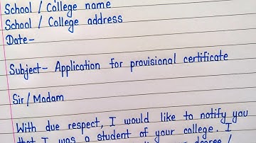 Application for provisional certificate in english