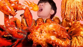 MUKBANG ASMRㅣThrilling! Spicy Mara Fire Sauce Mushroom Seafood Boil Eat🐙Korean 후니 Hoony Eating Sound