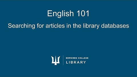 English 101: Using the Library Databases